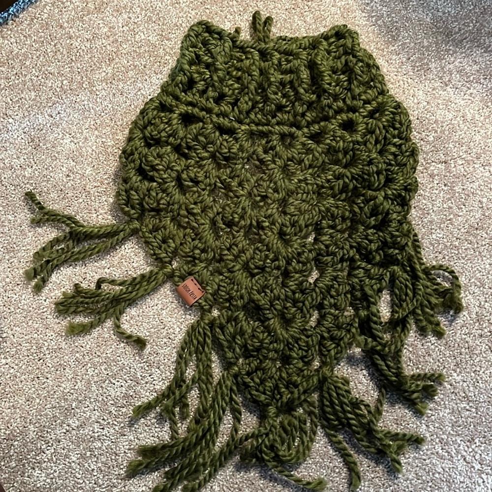 Bohemian hand knit fringe scarf